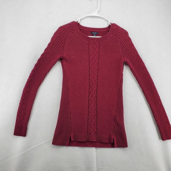NAUTICA Sweater Women's Long Sleeve Round Neck Tight Knit Red Small - Picture 2 of 12